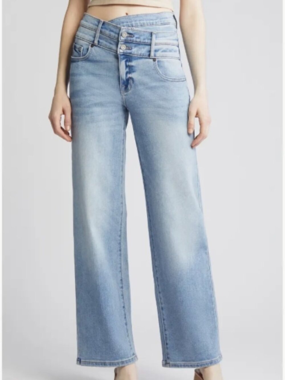 Like New! HIDDEN JEANS Double Crossover High Waist Wide Leg Jeans Size 31